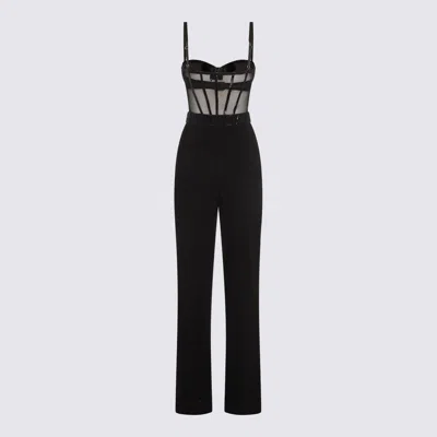 Elisabetta Franchi Tailored Jumpsuit With Corset Bodice In Black