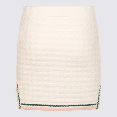 Casablanca Check Boucle Cotton Mini Skirt In Neutral