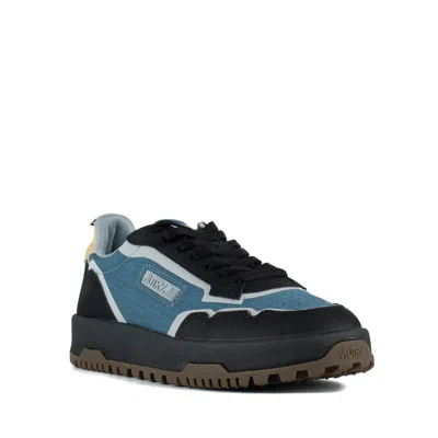 Autry Wildpace Low Nylon Ripstop And Leather Dark Blue And Black Sneakers In Multi