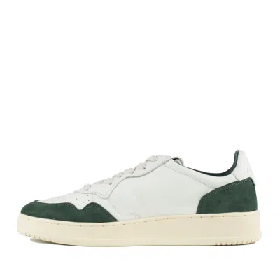 Autry Medalist Low White Leather And Suede Bottle Sneakers In Green