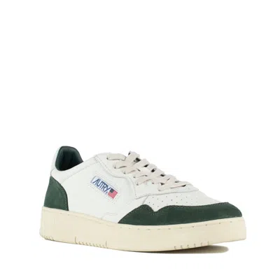 Autry Medalist Low White Leather And Suede Bottle Sneakers In Green