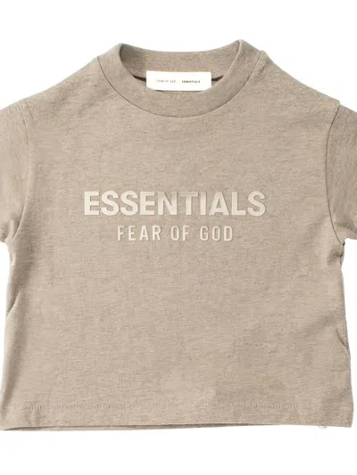 Essentials Logo-embroidered Crew Neck T-shirt In Neutral