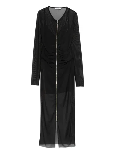 Patrizia Pepe Mesh Midi Dress In Black