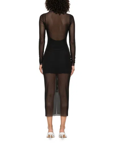 Patrizia Pepe Mesh Midi Dress In Black