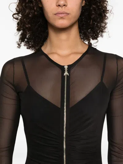 Patrizia Pepe Mesh Midi Dress In Black