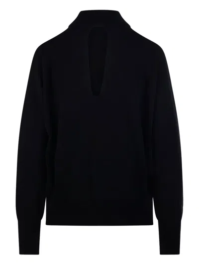 Roberto Collina Knitted Sweater With Lace-up Design In Black