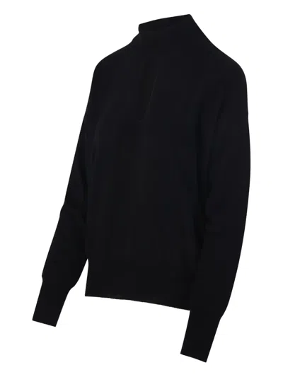 Roberto Collina Knitted Sweater With Lace-up Design In Black