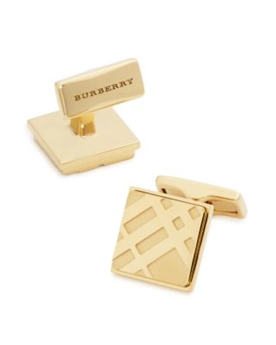 Shop Burberry Square Check Cufflinks In Silver