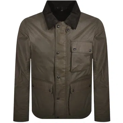 Belstaff Brown Casual Jacket With Distinctive Corduroy Collar And Functional Pockets In Green