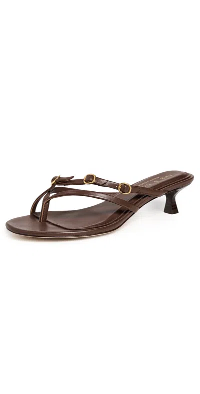 Rag & Bone Sammie Leather Buckle Kitten-heel Sandals In Brown