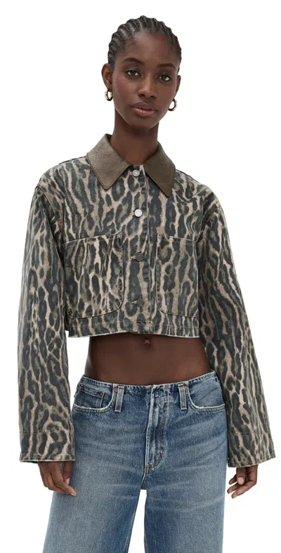 Afrm Wrenley Jacket Camo Leopard In Animal Print