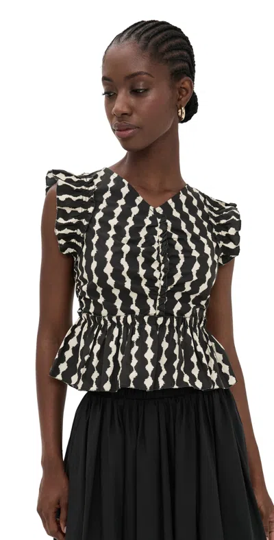 Rails Cali Flutter-sleeve Peplum Blouse In Black