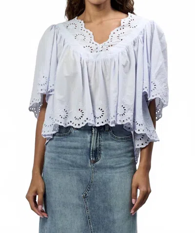 Dear John Denim Lania Eyelet Blouse In Light Blue In Gray