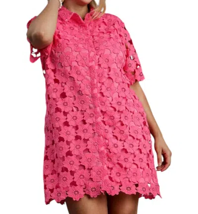 Umgee Petals Collared Dress In Pink In Pink