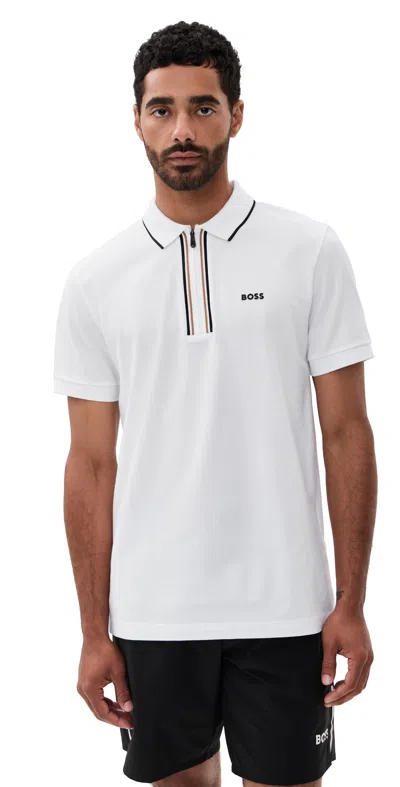 Hugo Boss White Slim Fit Logo Polo In White