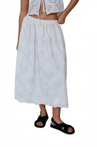 By Together Embroidered Detail Midi Skirt In Ivory In White