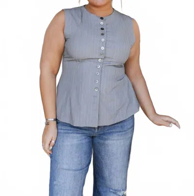 Glamorous Pinstripe Waistcoat In Grey In Gray