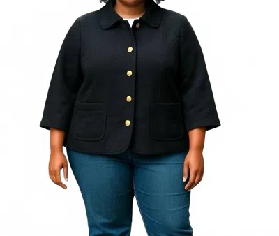 Jessica London Cropped Cotton Lined Jacket In Black In Black