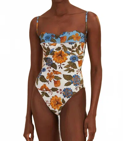 Farm Rio Garden Scarf Underwire One-piece Swimsuit In White