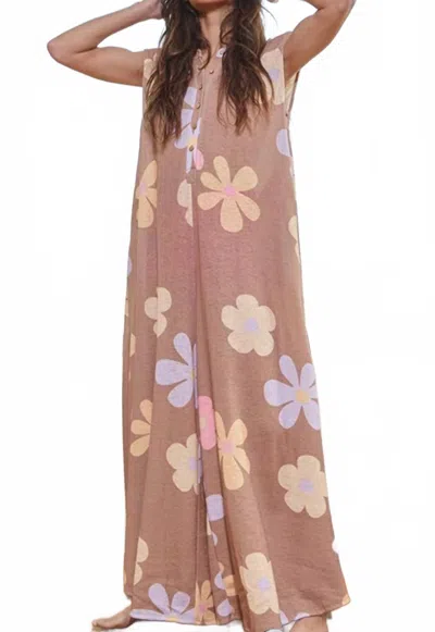 Bucketlist Groovy Bloom Jumpsuit In Brown In Brown