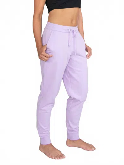 Body Wrappers French Terry Tapered Joggers With Front Pockets In Lavender In Purple