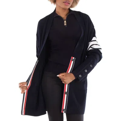 Thom Browne Exaggerated Fit Fine Merino Wool Cardigan In Black
