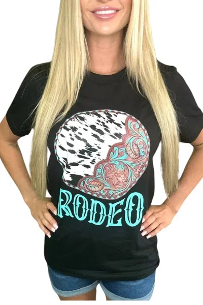 Sterling Kreek Rodeo Leather Short Sleeve T-shirt In Black In Black