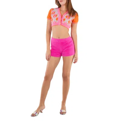 Jacquemus Ladies Multi-orange Argyle-check-pattern Cropped Top In Multi