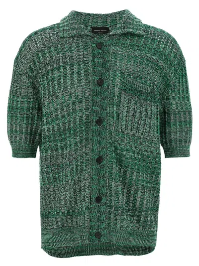 Roberto Collina Polo Shirt Textured Front Pocket In Green