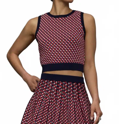 525 America Cher Crochet Jacquard Tank In Dark Blue Multi In Multi