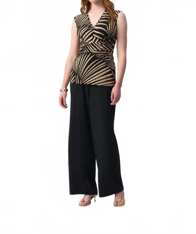 Joseph Ribkoff Textured Woven Wide Leg Pants In Black In Black