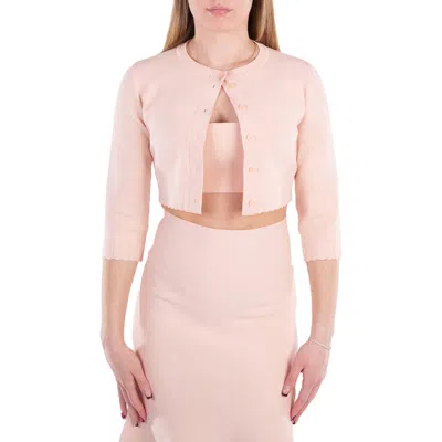 Victoria Beckham Pointelle Cropped Cardigan In Pink
