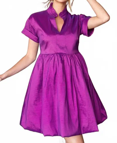 Thml Short Sleeve Iridescent Dress In Plum In Purple