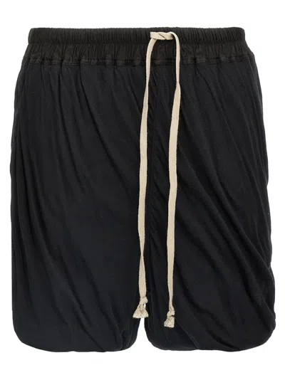 Rick Owens Dbl Long Boxers Bermuda And Short Black In Black