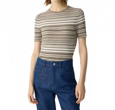Theory Ribbed Short-sleeve Sweater In Light Cider Multi In Neutral