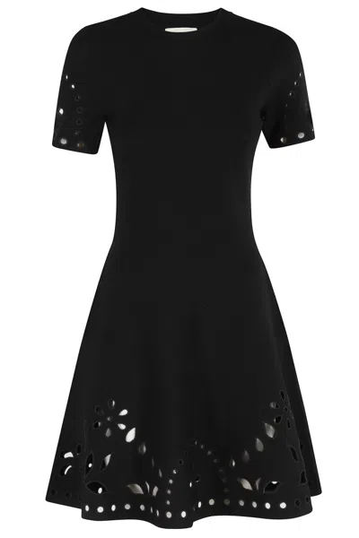 Ulla Johnson Fania Short Sleeve Knit Mini Dress In Black