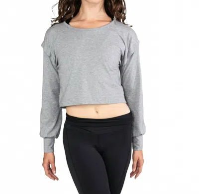 Body Wrappers Oversized Drop Shoulder Twist Back Pull Over In Heathered Grey In Gray