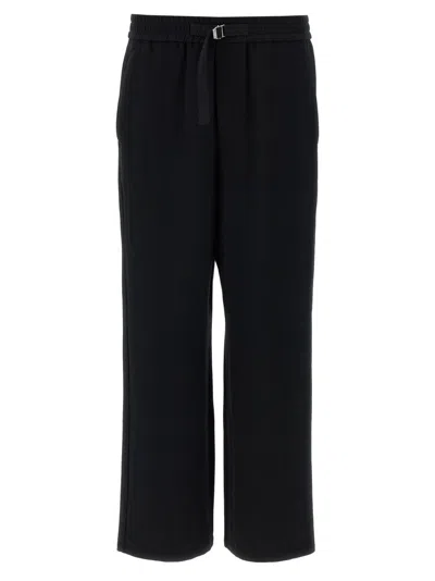 Ami Alexandre Mattiussi Elasticated Gabardine Trousers With Adjustable Waistband In Black