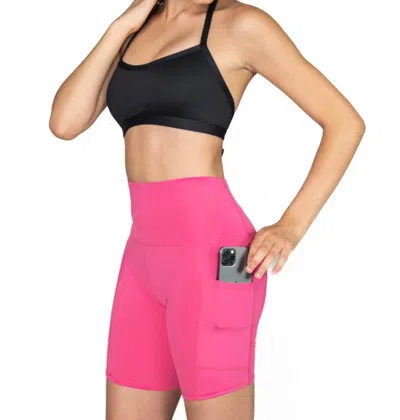 Body Wrappers Recycled Poly Bike Short With Pockets In Flamingo In Pink