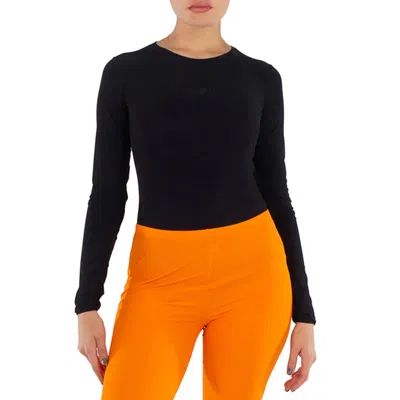 Mm6 Maison Margiela Long Sleeve Bodysuit In Black