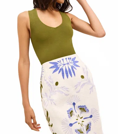 Marie Oliver Miranda Ribbed Knit Tank In Pesto In White