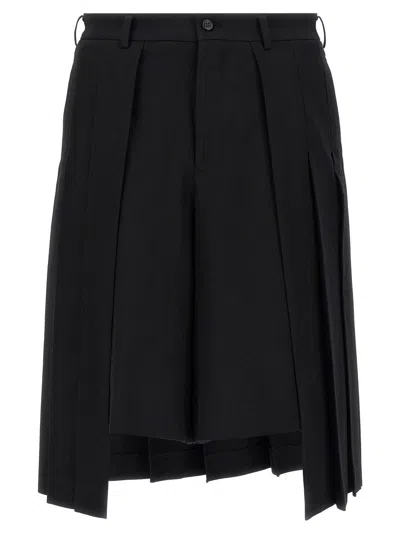 Comme Des Garçons Bermuda Shorts With Pleated Design And Pockets In Black