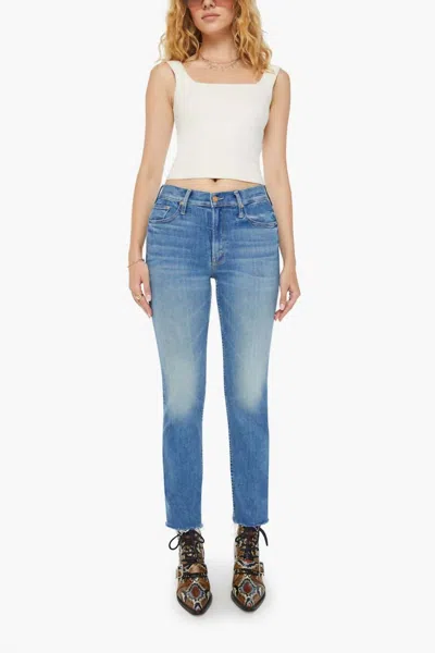 Mother The Rascal Ankle Fray Jean In Opposites Attract In Blue