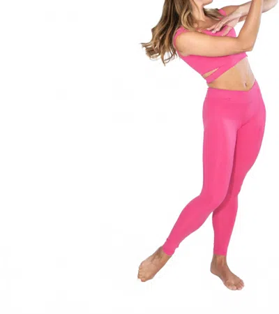 Body Wrappers Recycled Poly Cap Sleeve Side Band Crop Top In Flamingo In Pink