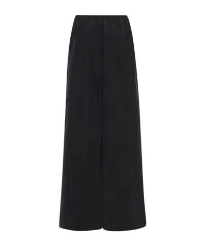 The Row Roger Wool-silk Twill Straight-leg Pants In Black