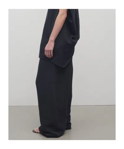 The Row Roger Wool-silk Twill Straight-leg Pants In Black