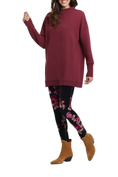Tribal Ottoman Knit Tunic In Rubywine In Red