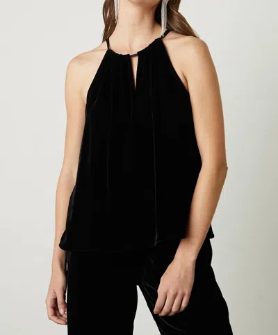 Velvet By Graham & Spencer Aleaha Silk Velvet Sleeveless Blouse In Black In Black