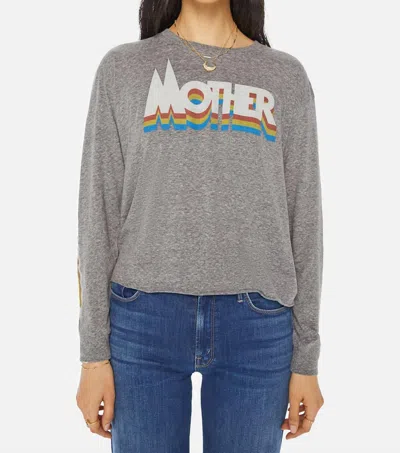 Mother Long Sleeve Slouchy Cut Off Sweatshirt In  Prism In Gray