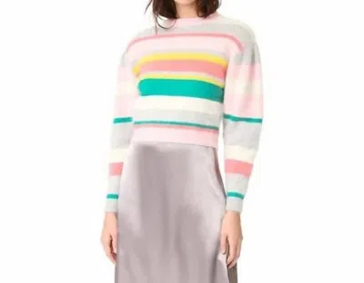 Rebecca Taylor Stripe Short Puff Sleeve Sweater In Multi In Multi
